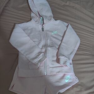 Nike Light Pink Hoodie and Shorts Set
